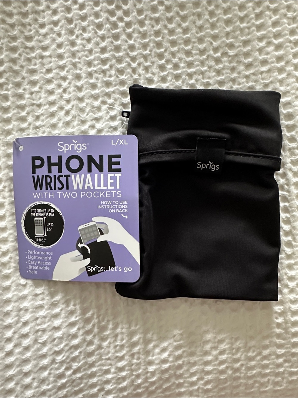 Sprigs Black Phone Wrist Wallet L/XL with Two Pockets